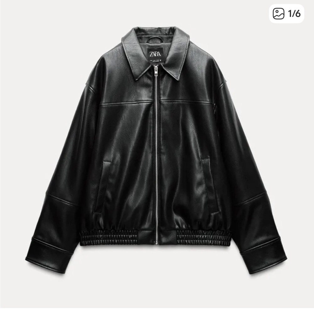 Zara leather bomber jacket